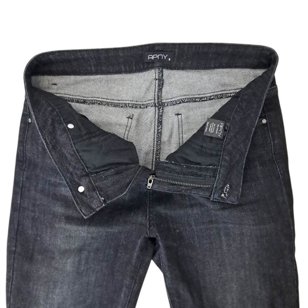 AP. NY Liberty Asymmetric Raw Hem Black Jeans Women’s 8 Cropped Slim - Picture 10 of 16